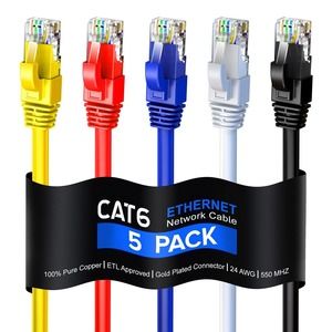 Maximm Cat6 Ethernet Cable 6 Ft, Pure Copper, (5 Pack) - UTP (Multicolor)